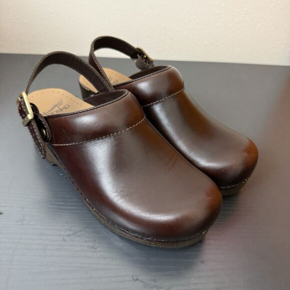 Dansko Clogs Slingback Brown Leather Womens Size US 7.5 / 8 EU 38 - Picture 4 of 16